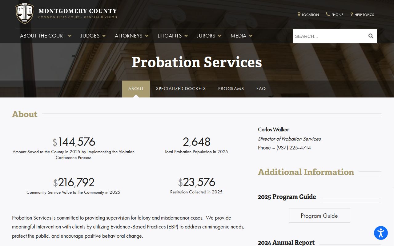 Montgomery County probation services for local post-release supervision