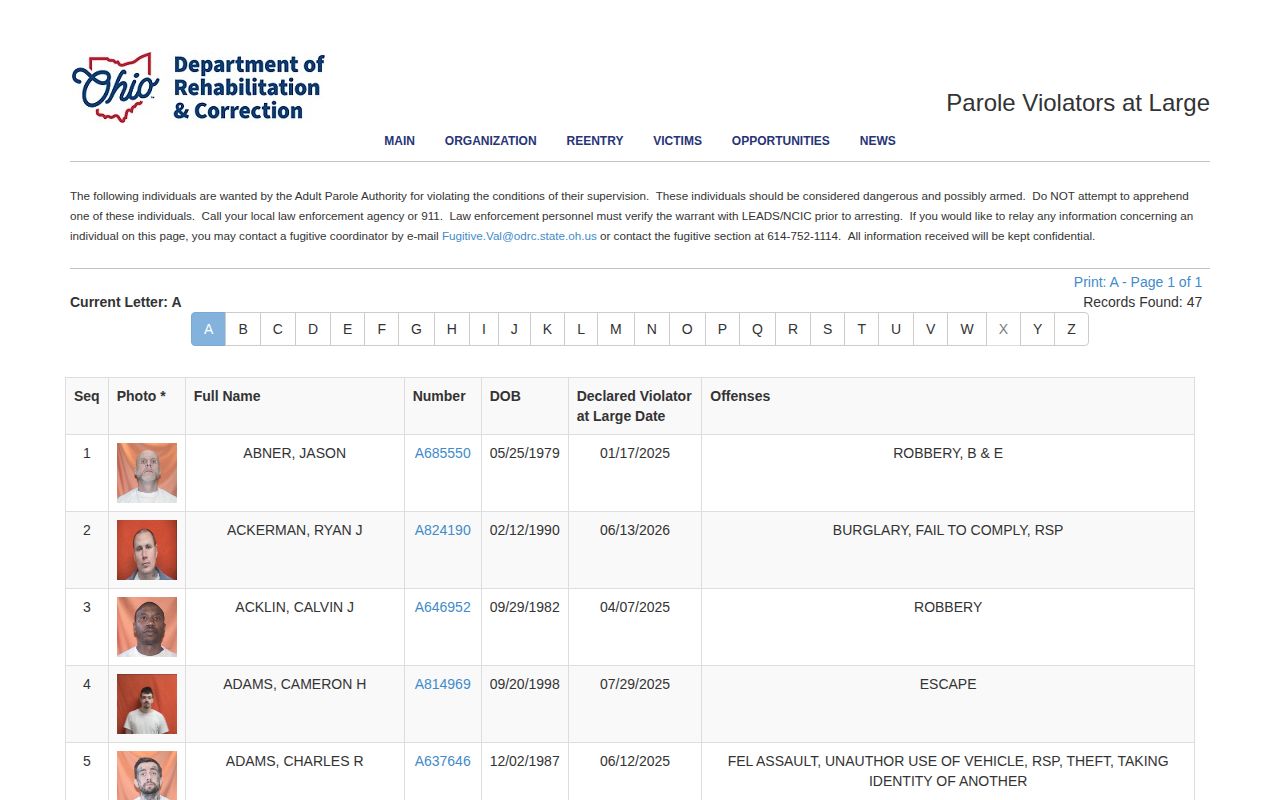Montgomery County post-release supervision violators at large lookup